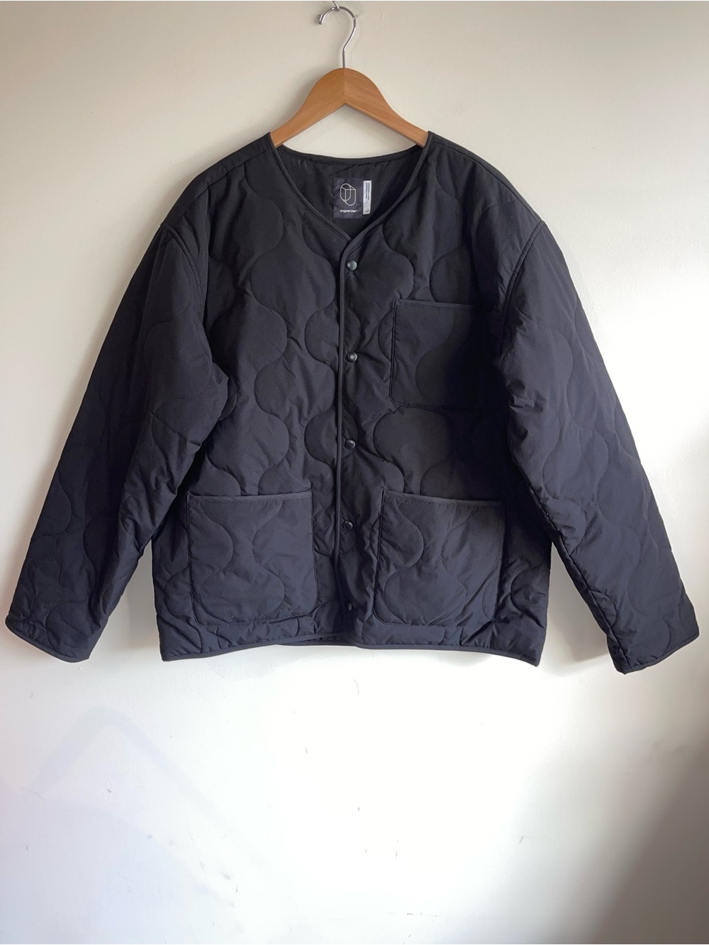 Original Use Black Quilted Button-Up Shirt Jacket